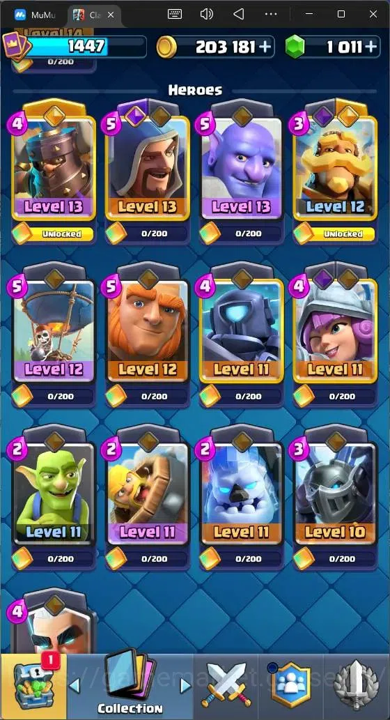 Clash Royale Accounts High-End Global |CL 1447|KTL 14|Trophy 8500| 8 Champ| 2 Hero| 13 Evo|Arena 22|1011 Gems| 203k Gold 12