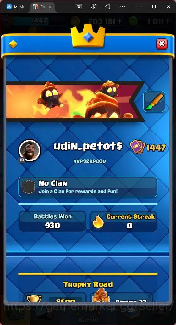 Clash Royale Accounts High-End Global |CL 1447|KTL 14|Trophy 8500| 8 Champ| 2 Hero| 13 Evo|Arena 22|1011 Gems| 203k Gold 3