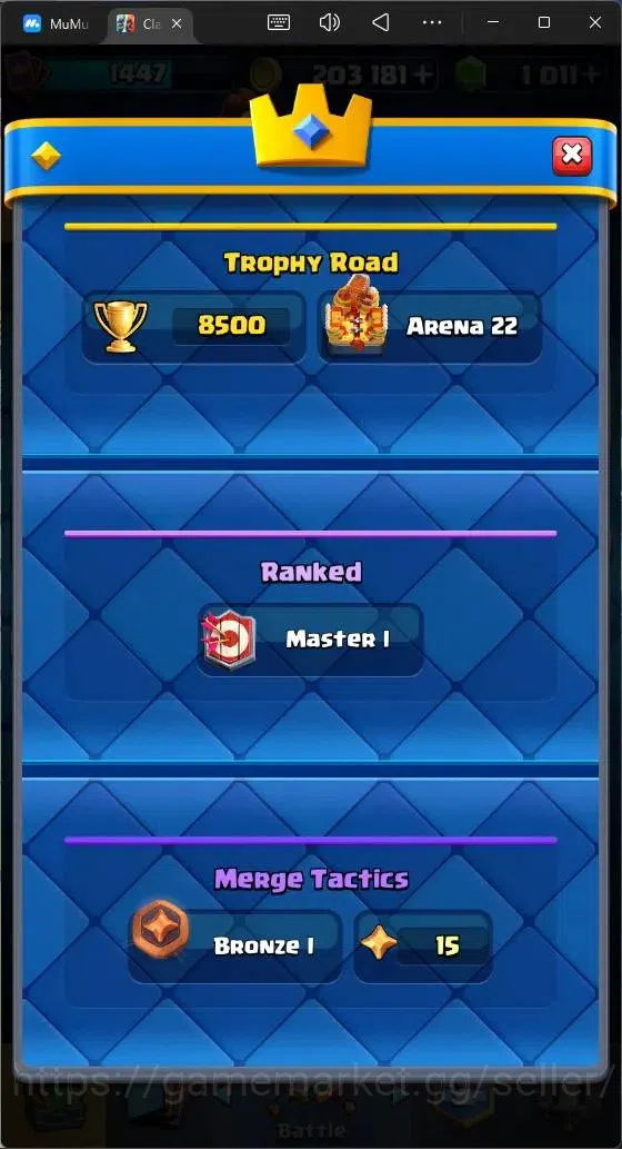 Clash Royale Accounts High-End Global |CL 1447|KTL 14|Trophy 8500| 8 Champ| 2 Hero| 13 Evo|Arena 22|1011 Gems| 203k Gold 4