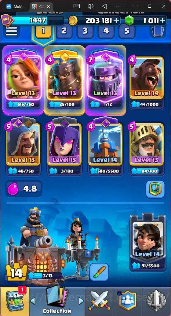Clash Royale Accounts High-End Global |CL 1447|KTL 14|Trophy 8500| 8 Champ| 2 Hero| 13 Evo|Arena 22|1011 Gems| 203k Gold 7