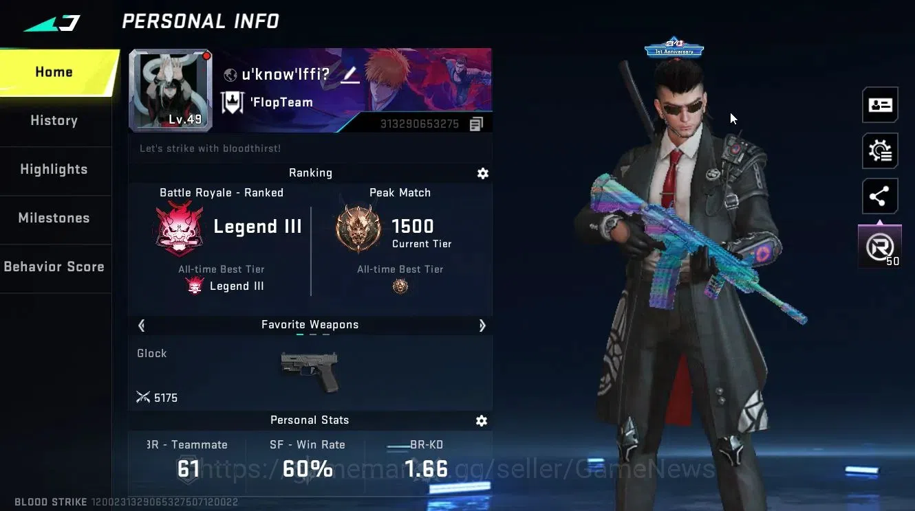 Blood Strike Accounts Collab Skin ASIA|ETERNAL DEagle-Scorpius Lv2|Collab TR [JACK,FN2000]+Enzo [KRAKEN]|ULTRA 2