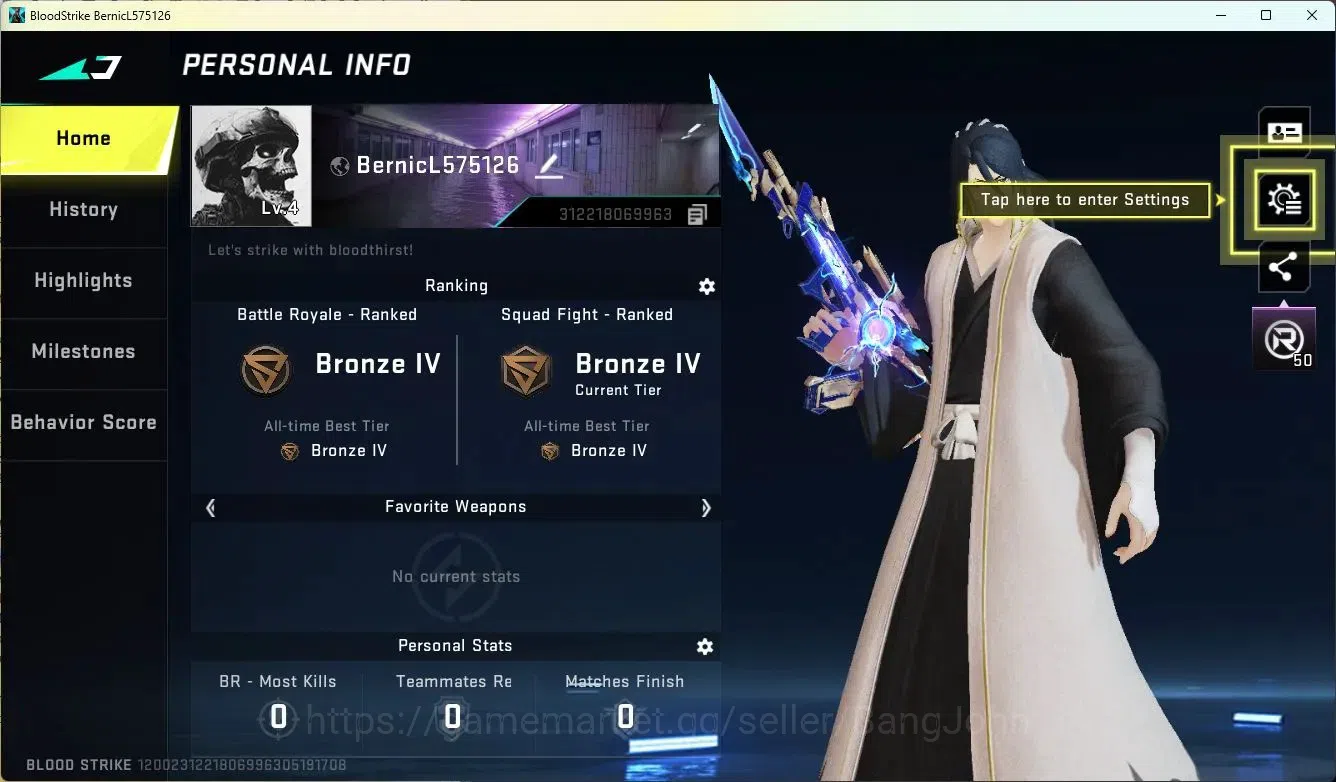 Blood Strike Accounts ASIA|BLEACH Byakuya Kuchiki|Ultra QBZ95 Endless|4 image 1
