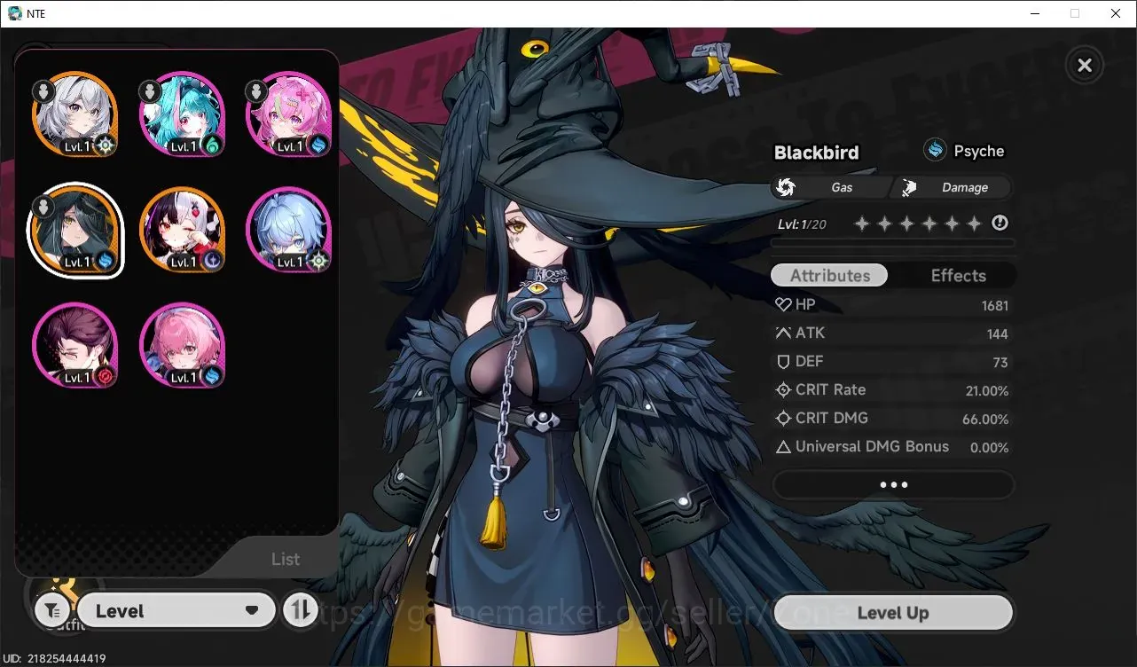 Neverness to Everness Accounts SEA|Fresh Starter HL6|2Limit S-Class BlackBird,lacrimosa|Very Low Explore|MC Female| TakeMail 1