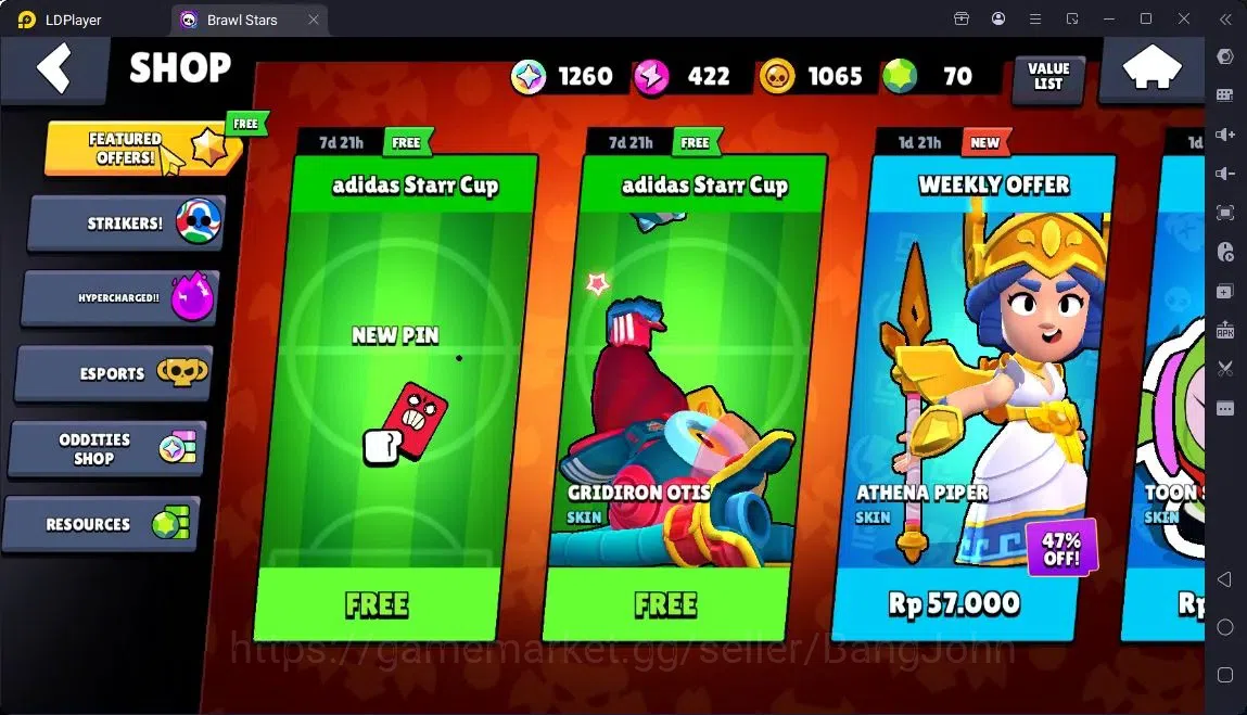 Brawl Stars Accounts Global |10 Brawler|2 Max hypercharge(Shelly,Edgar)|1260 Bling|70 Gems|1 S Rare,2 Epic Skins| ProtectOff 4