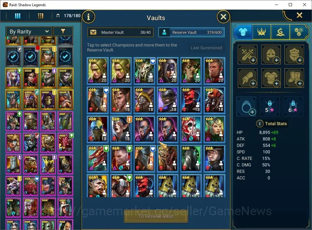 Raid: Shadow Legends Accounts Mid-Game Lv 29|866K Power|20 10