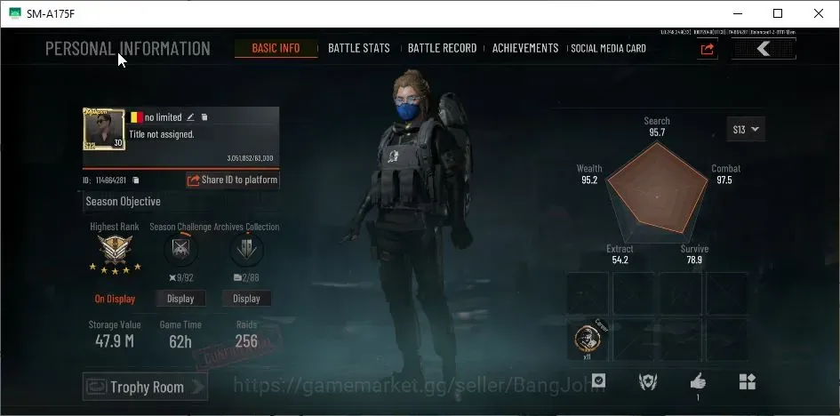 Arena Breakout Accounts High Value Mobile|LV 30|SV 47,9M|CV 26,6M| Exclusive MG H416|OF AKM,CBe FAL,SS MDR,Crimson AUG,TS 1