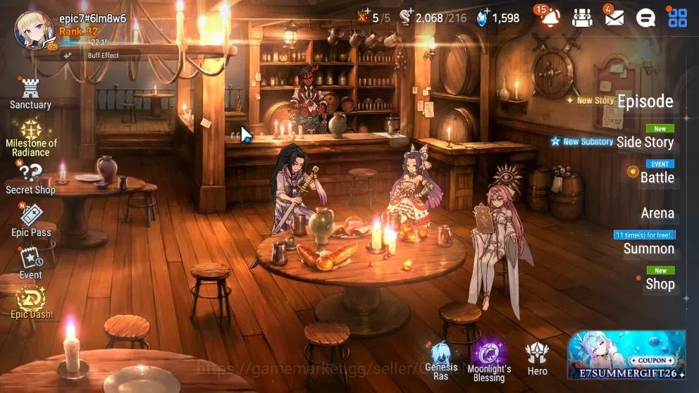 Epic Seven Accounts Starter GLOBAL UnVerif|New Era|3 ML(WOTM TenebriaBW ISeria,US Choux)+Ab Fumyr,Ivana,etc|Poh ON|2K 1