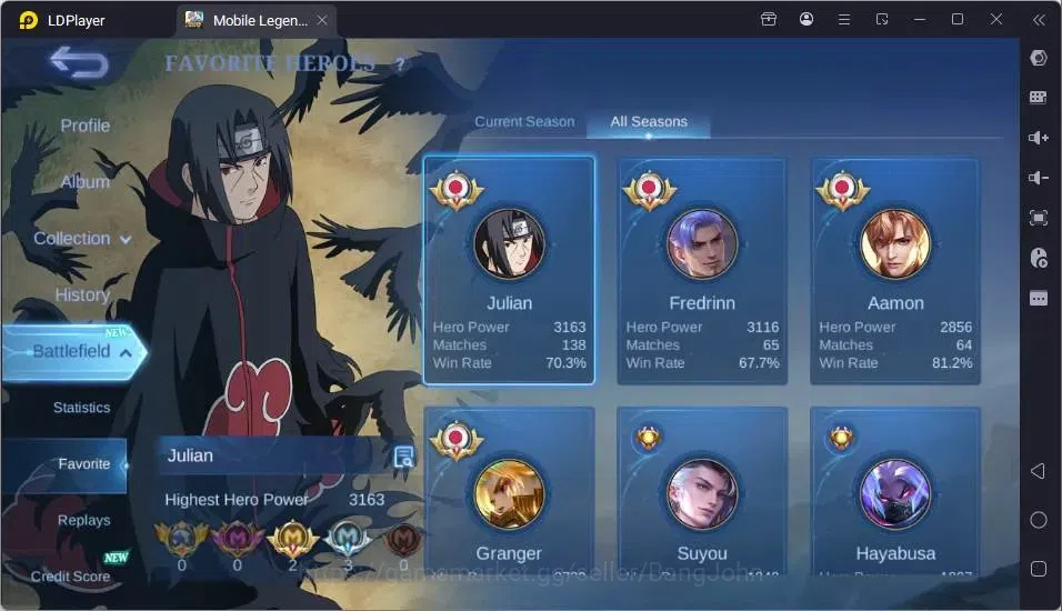 Mobile Legends: Bang Bang Accounts Global|Hero 45|Skin 130|Expert|Naruto Julian+Gaara image 12