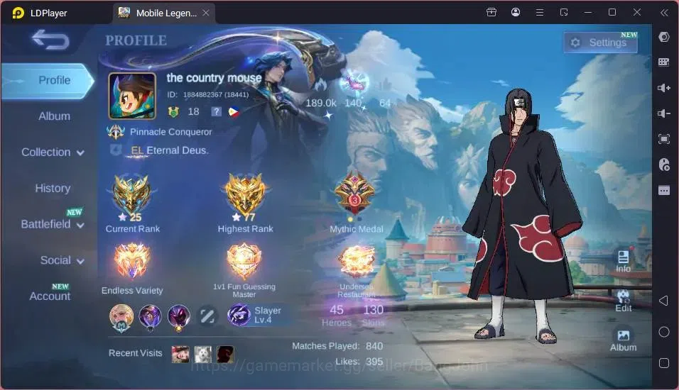 Mobile Legends: Bang Bang Accounts Global|Hero 45|Skin 130|Expert|Naruto Julian+Gaara image 15
