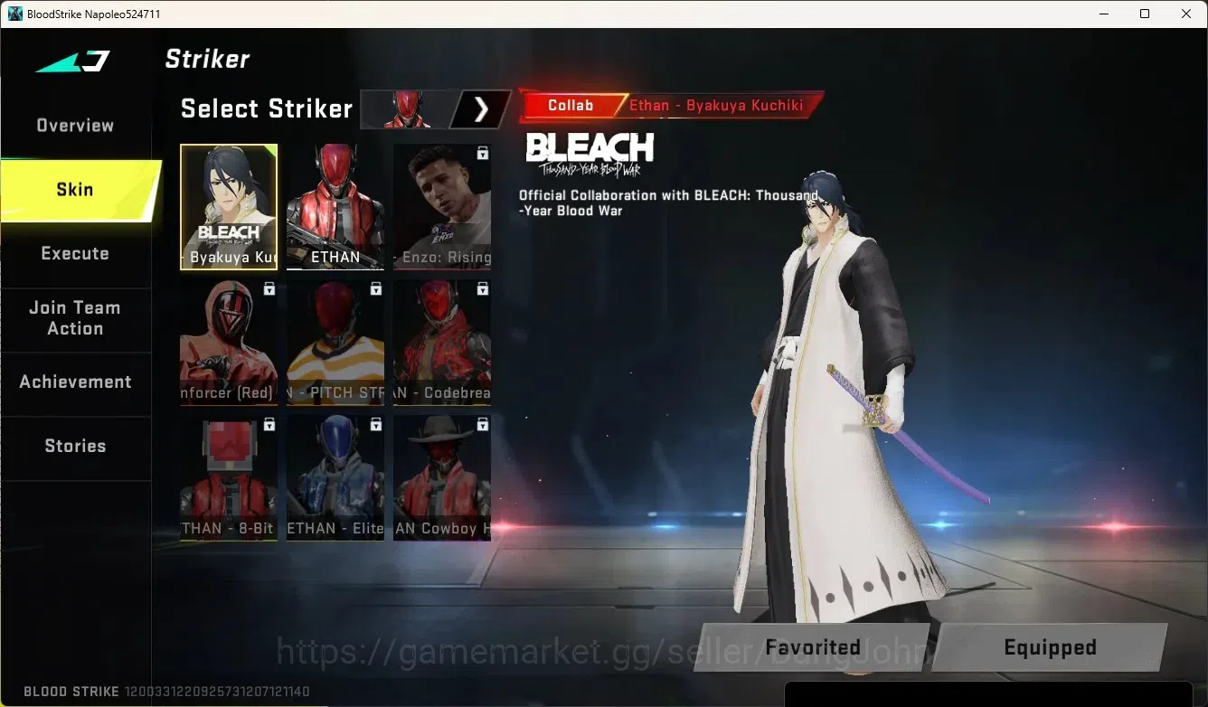 Blood Strike Accounts Collab Skin ASIA | 1 Collab Gun:KAG-6 - Comandante [Enzo]| 3 Legendary Gun|1 Changing Name Card|Check 8