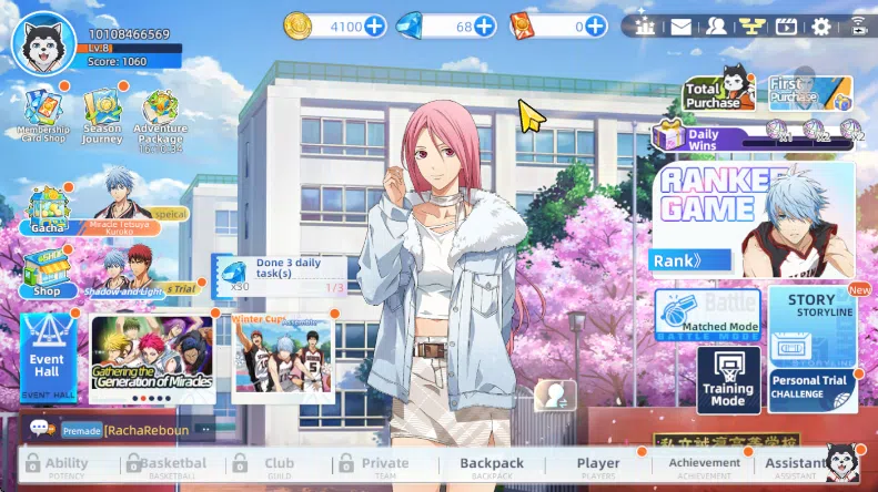 Kuroko's Basketball Street Rivals Accounts SEA SV015|Starter Lv8 Limit Zone Taiga Kagami + 4 Other Character|Ch2 Story|Log 2