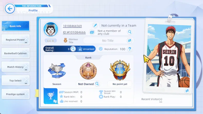 Kuroko's Basketball Street Rivals Accounts SEA SV015|Starter Lv8 Limit Zone Taiga Kagami + 4 Other Character|Ch2 Story|Log 3