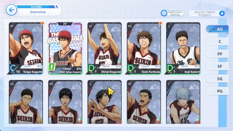 Kuroko's Basketball Street Rivals Accounts SEA SV015|Starter Lv8 Limit Zone Taiga Kagami + 4 Other Character|Ch2 Story|Log 6