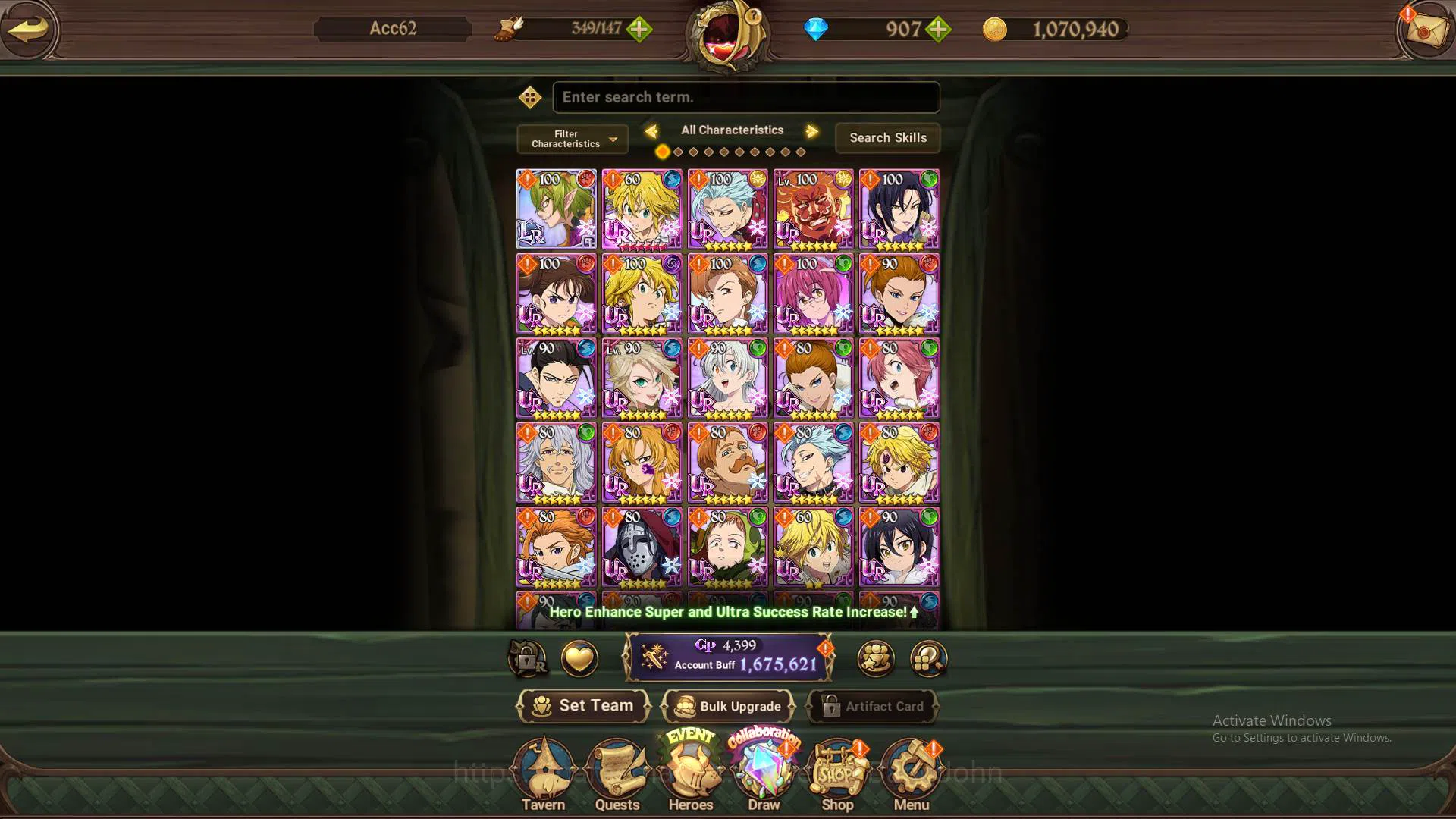 The Seven Deadly Sins: Grand Cross Accounts GLOBAL|1.6M CC|DM 907+LS 100|LR Helbram|UR Demon K image 10