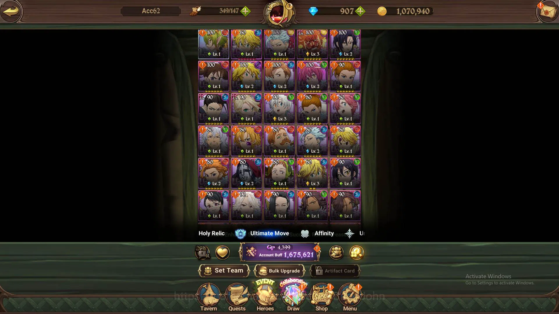 The Seven Deadly Sins: Grand Cross Accounts GLOBAL|1.6M CC|DM 907+LS 100|LR Helbram|UR Demon K image 9
