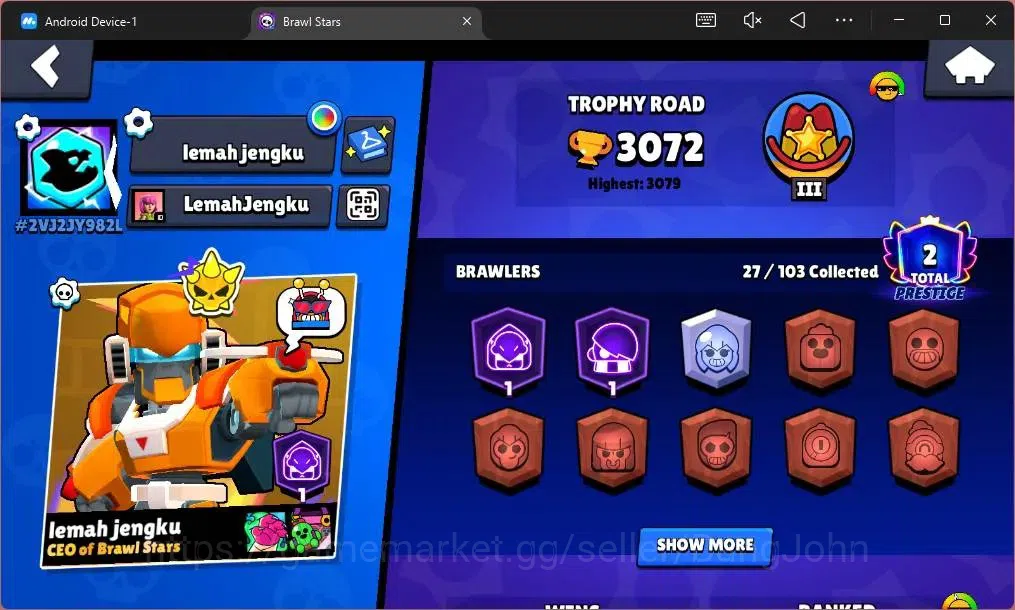 Brawl Stars Accounts Global |2072 Trophy|27 Brawler|3 Max Lv Hypercharg image 2