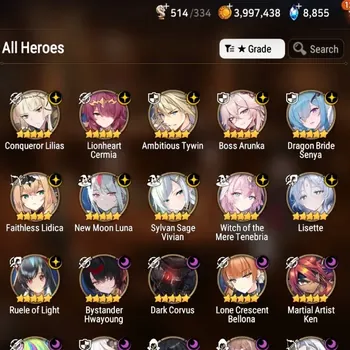Epic Seven Accounts High-End Global UnVerif|26 ML(Lisette,Witch Tenebria,School NYulha,BArunka,etc)+Full