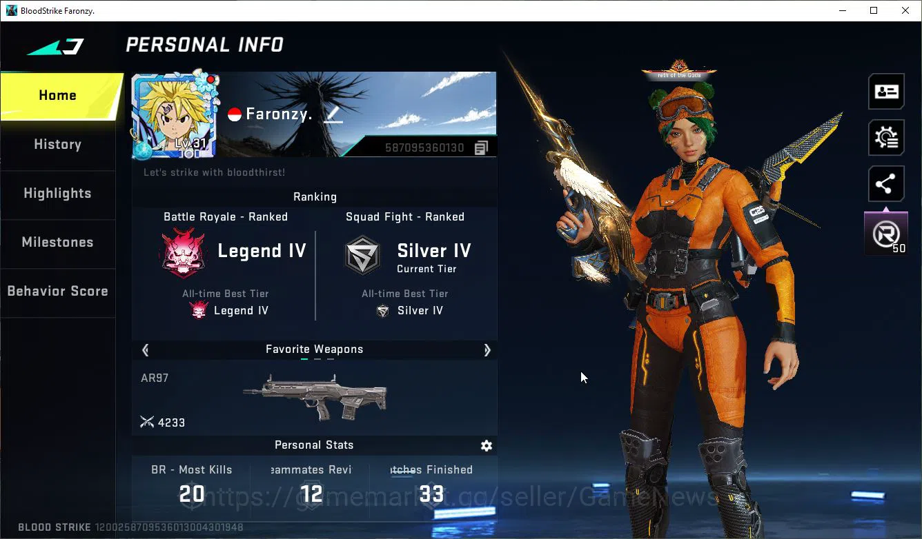 Blood Strike Accounts ASIA|Collab 7DS [M700-Elizabeth,AK47,Karl98K,QBZ95 image 15