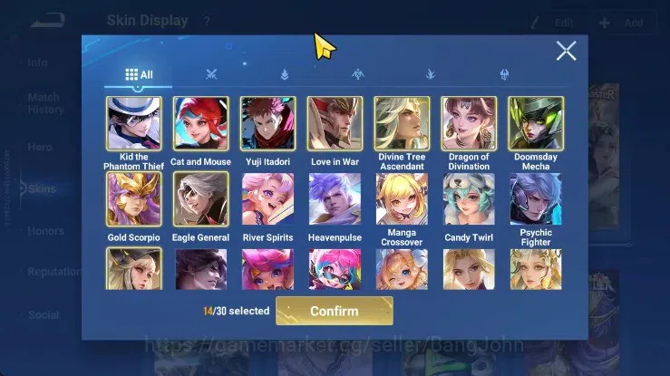 Honor of Kings Accounts Global HR112 SK230 |1 Mythic Stone|Conan Marcopolo image 16