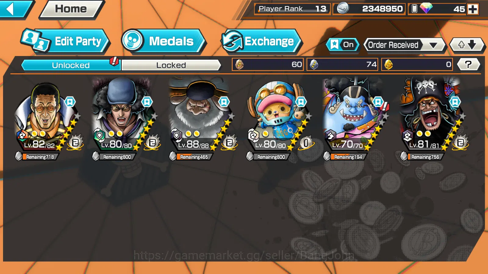 One Piece Bounty Rush Accounts Global | 4EX | 4Emperor teach ,the5elder saturn ,S image 2