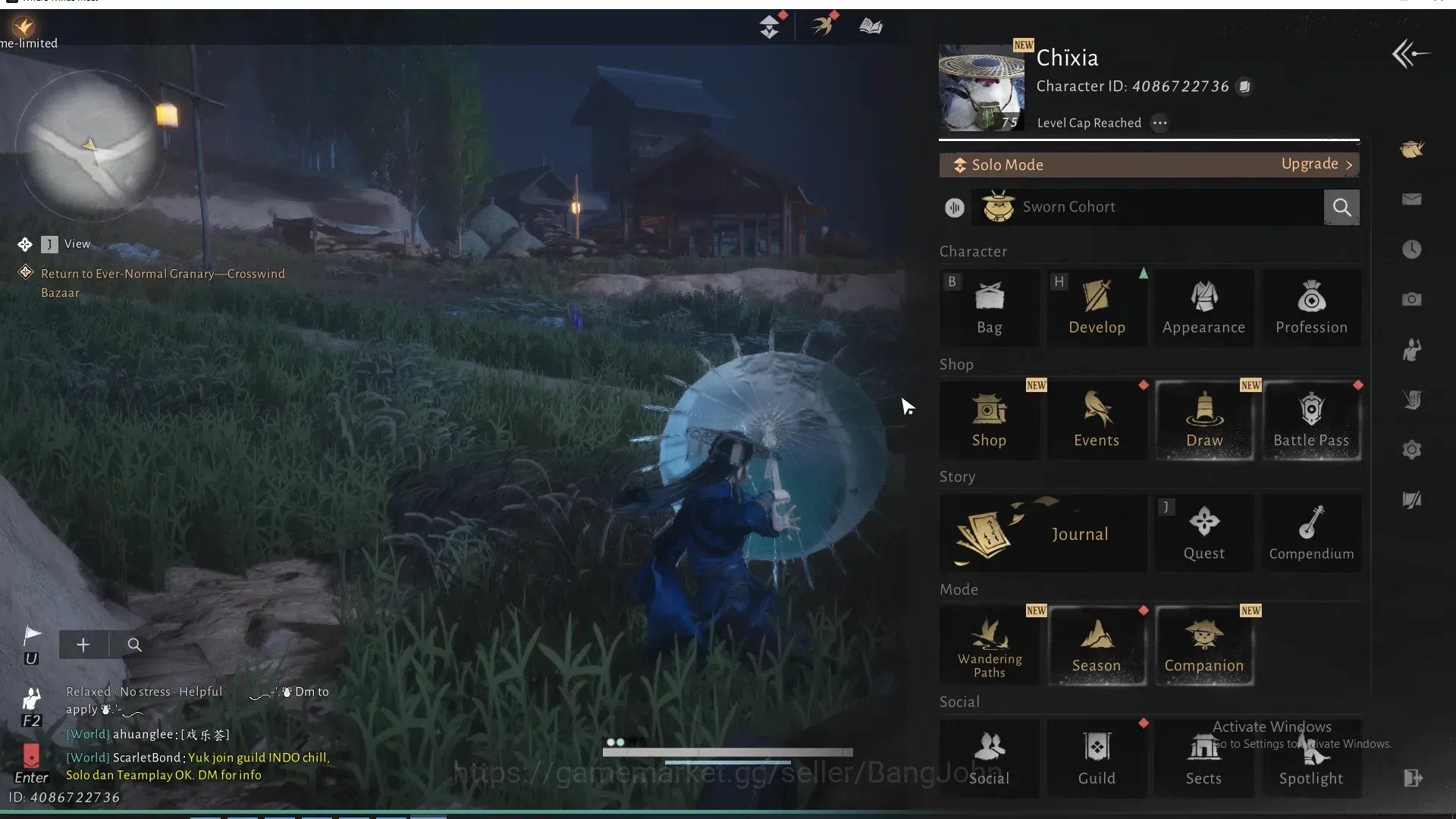 Where Winds Meet Accounts ASIA|SelectOn 1 HC|MC Female|LV 75|12K PWR|Vitality 80|Silkbind-Jade|Swaying Lotus|Peaceful 12