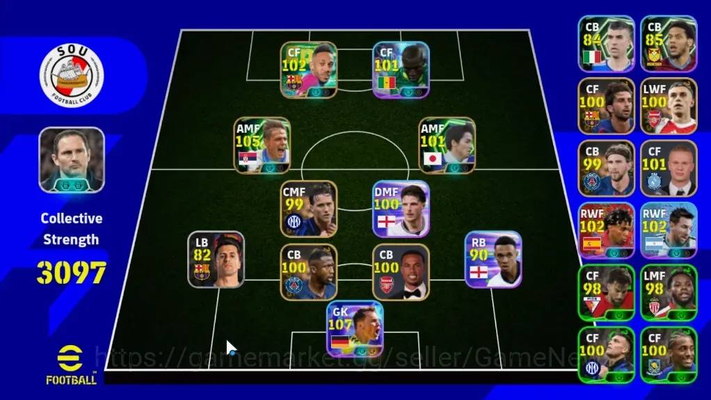eFootball Accounts High-End Android|Power 3097|Epic Dragan Stoijkovic,P.E.Aubameyang,Ono Shinji|6 Show Time Manuel 1
