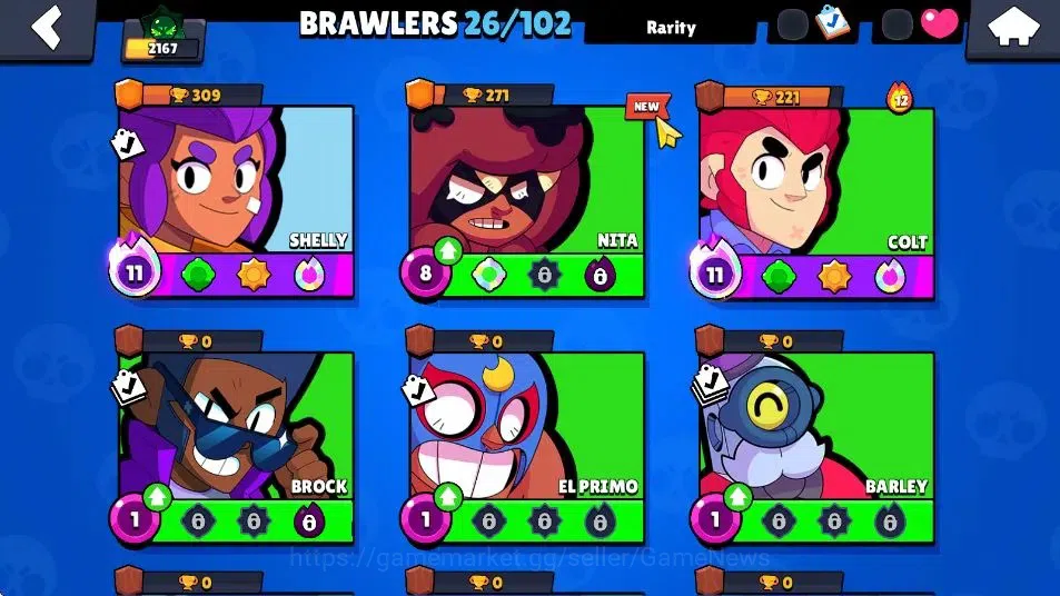 Brawl Stars Accounts 2167 Trophy|5,7K Bling |26 Brawler 4 Max Lvl|1 Legend [Jock STU] 4 Epic 5 Super Rare Skin Etc|138 9