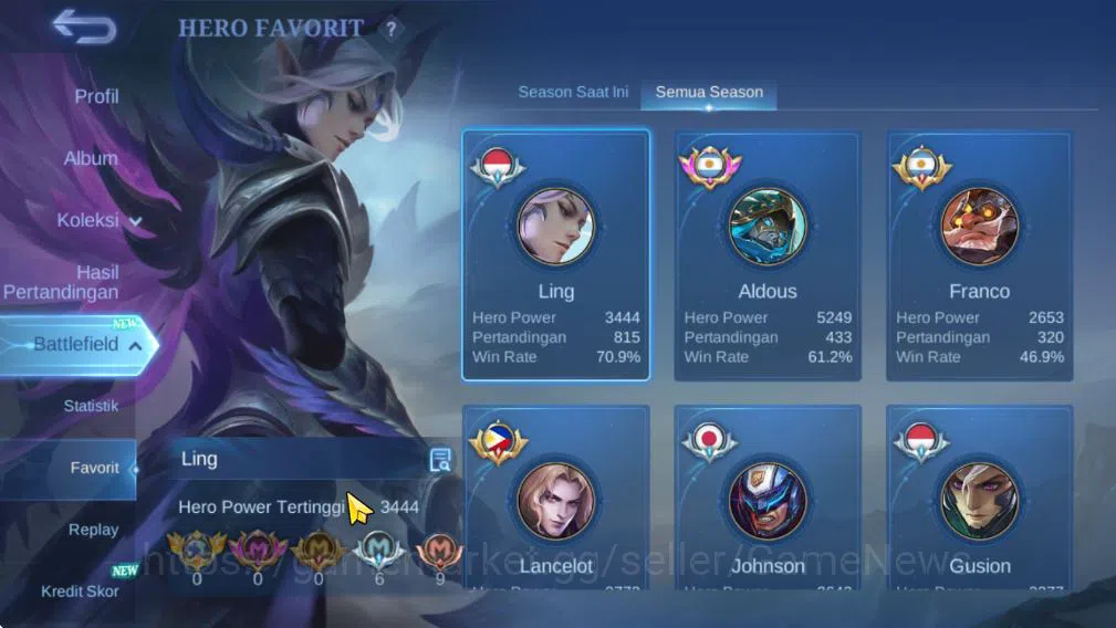 Mobile Legends: Bang Bang Accounts Hero131|Skin 203|High Glory70|Karina[KOF],Natalia[ image 5