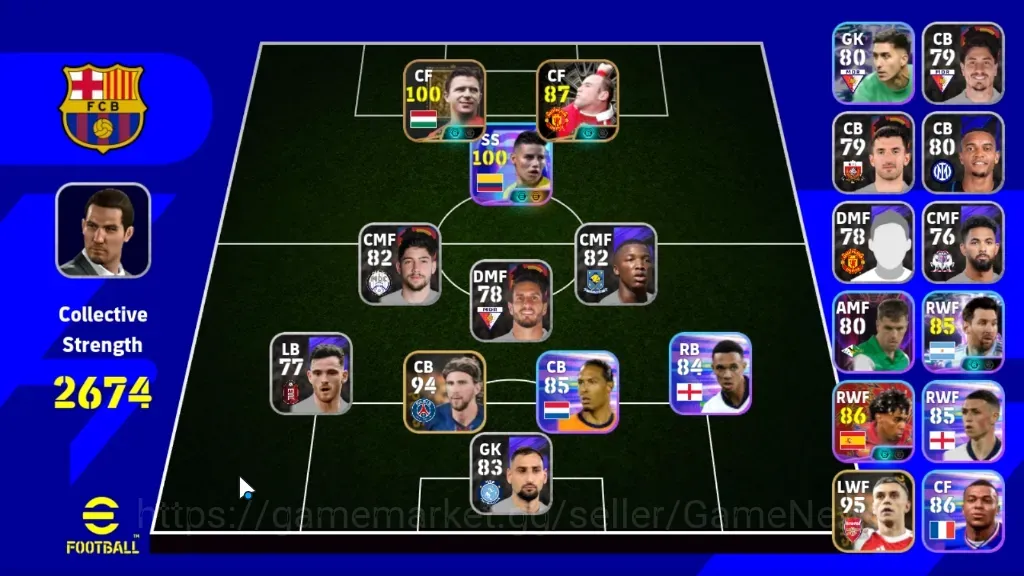 eFootball Accounts Legends & Iconic Players Android|Power 2674|Epic Ferenc Puskas & Wayne Rooney|6 Show Time James 1