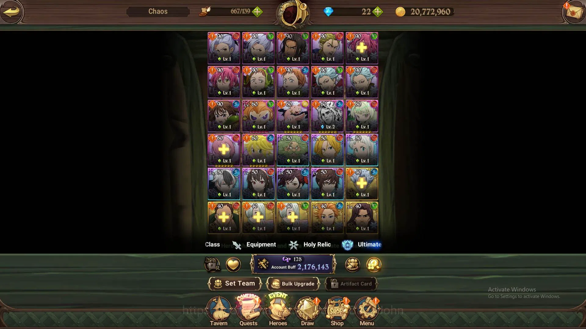 The Seven Deadly Sins: Grand Cross Accounts Others ASIA|2.1m CC|1LR Helbram|Collab TOG&Overlord|UR 13