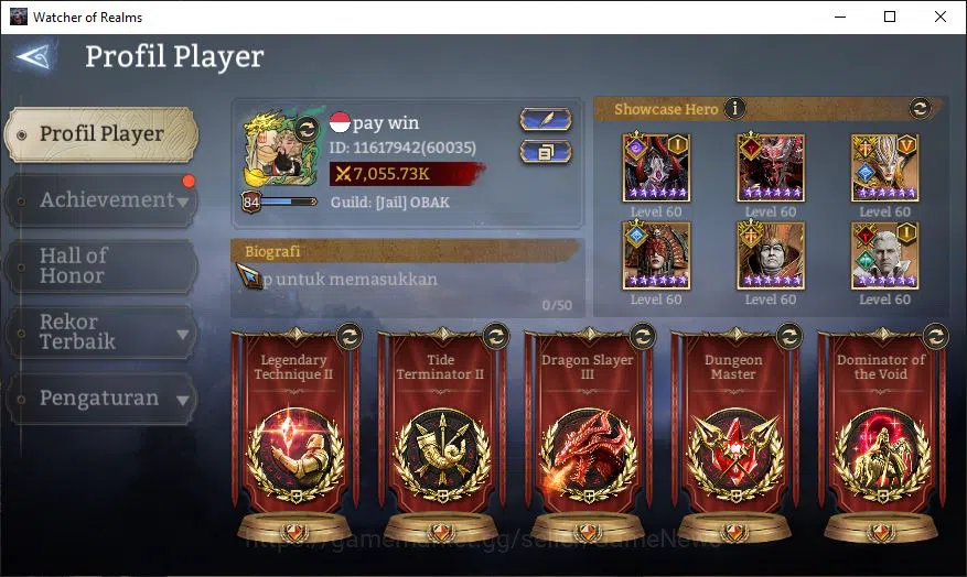 Watcher of Realms Accounts GLOBAL 60x|7M Power|23K Gems|11 Lord[Valderon,Pare image 1