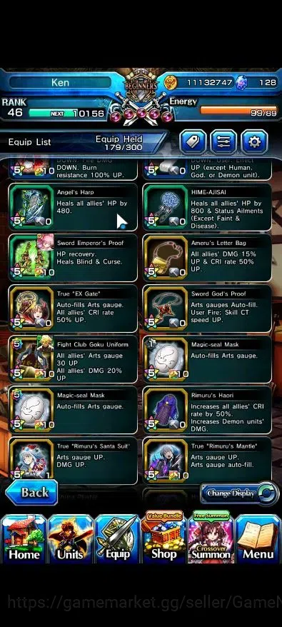 Grand Summoners Accounts End-Game Global|Rank 46|21 Ascend (Paladin Roy,Summer Miyu,War Hero 14