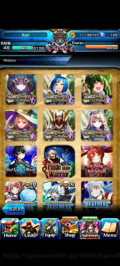 Grand Summoners Accounts End-Game Global|Rank 46|21 Ascend (Paladin Roy,Summer Miyu,War Hero 17