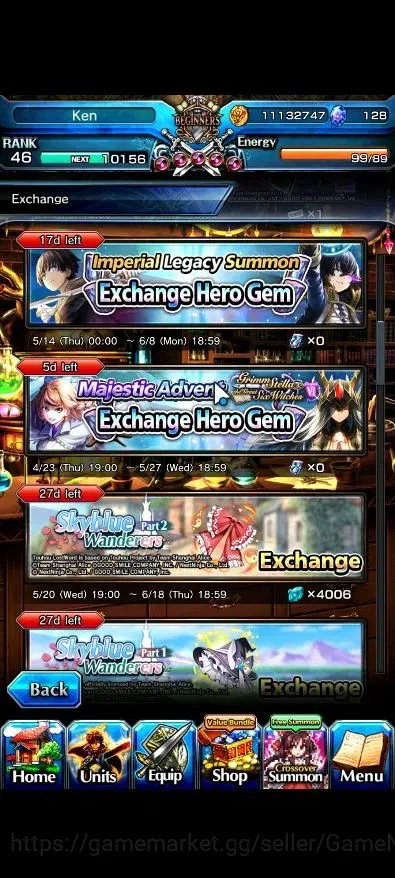 Grand Summoners Accounts End-Game Global|Rank 46|21 Ascend (Paladin Roy,Summer Miyu,War Hero 20