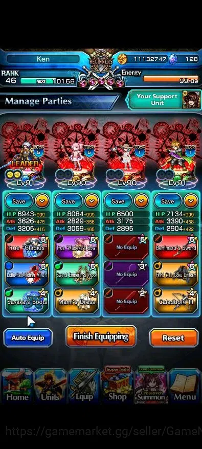 Grand Summoners Accounts End-Game Global|Rank 46|21 Ascend (Paladin Roy,Summer Miyu,War Hero 4