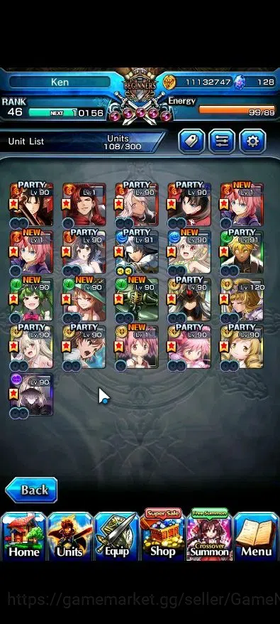 Grand Summoners Accounts End-Game Global|Rank 46|21 Ascend (Paladin Roy,Summer Miyu,War Hero 5