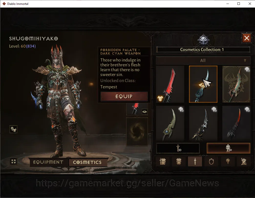 Diablo Immortal Accounts NA-High Heaven|CS ON|Lv60(834)|Tempest|CR 41k|Reso image 10