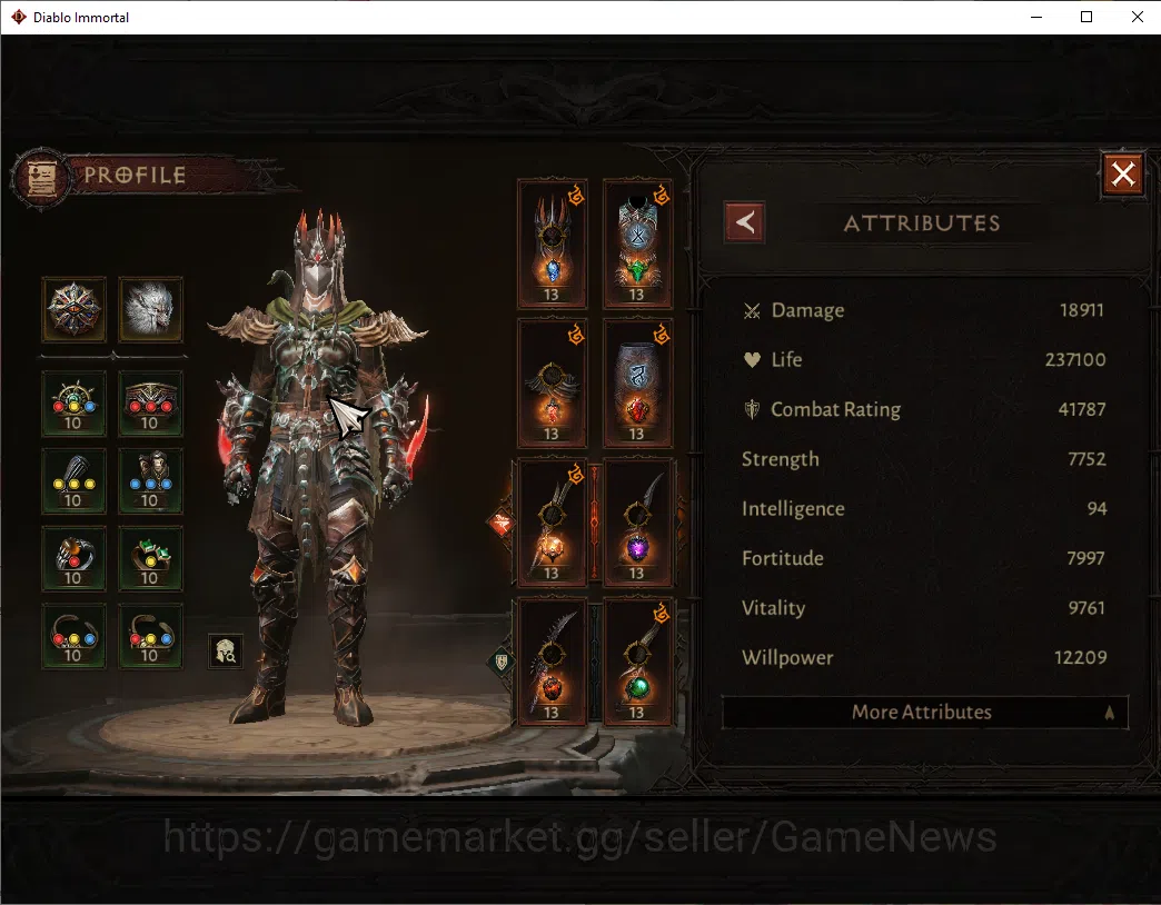 Diablo Immortal Accounts NA-High Heaven|CS ON|Lv60(834)|Tempest|CR 41k|Reso image 4
