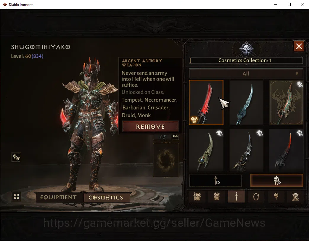 Diablo Immortal Accounts NA-High Heaven|CS ON|Lv60(834)|Tempest|CR 41k|Reso image 9