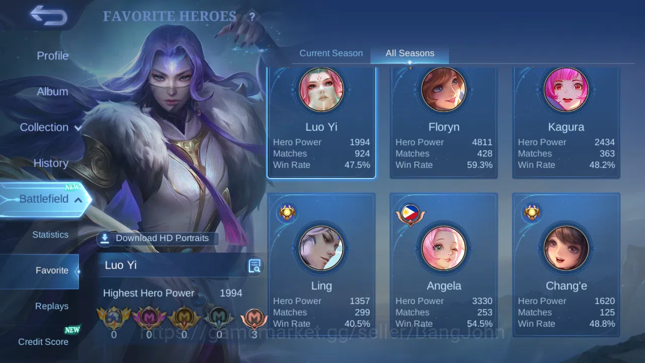 Mobile Legends: Bang Bang Accounts Others Hero 90 | skin 198 | prime granger | sanrio floryn | cc natalia | lightborn harith 3