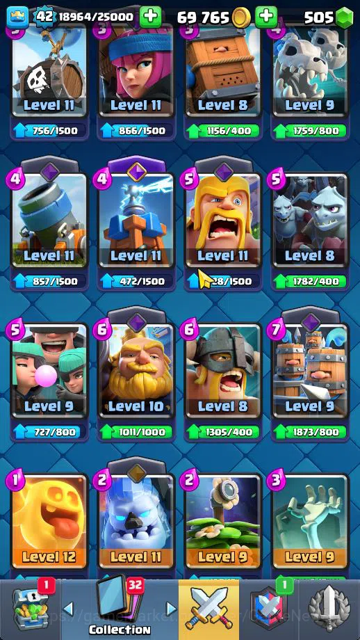 Clash Royale Accounts Midgame Lv 42|Trophy 9442|KTL 14|Limited Skin|Card 121| 1 HERO 9 EVO 8 Champ 21 Legendary 33 Epic 30 7