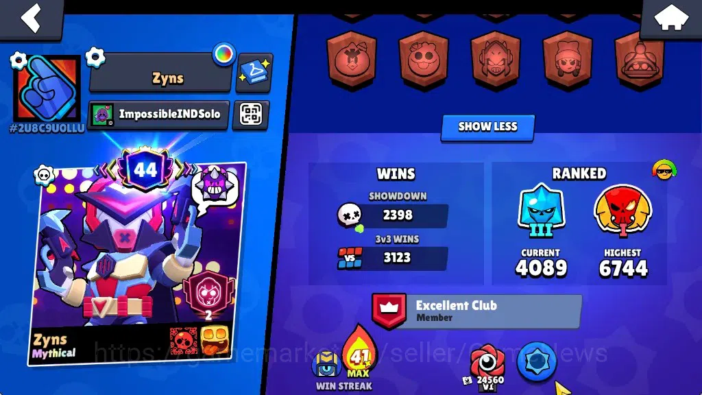 Brawl Stars Accounts 60725 Trophy|85 Brawlers 28 Max|UL Sirius&Kaze|1 H image 3