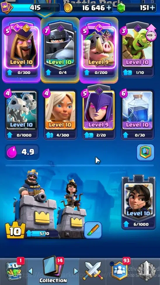 Clash Royale Accounts Lv 415|KTL 10|Trophy 3527|Card 53|Limited Skin|1 H image 4