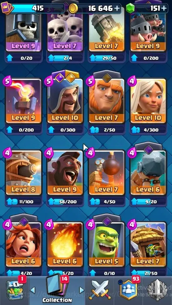 Clash Royale Accounts Lv 415|KTL 10|Trophy 3527|Card 53|Limited Skin|1 H image 6