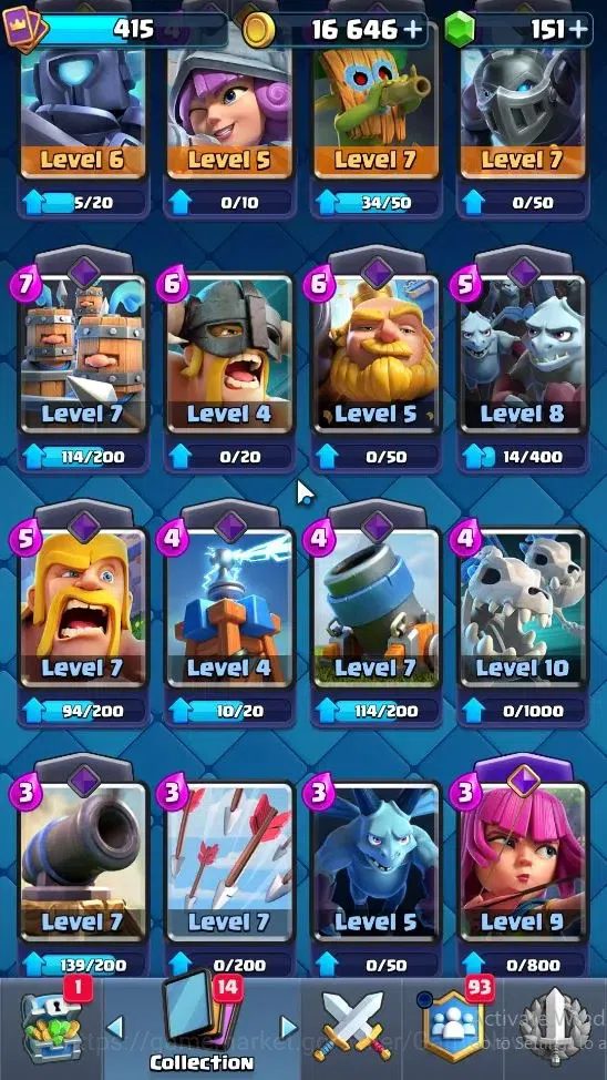 Clash Royale Accounts Lv 415|KTL 10|Trophy 3527|Card 53|Limited Skin|1 H image 7