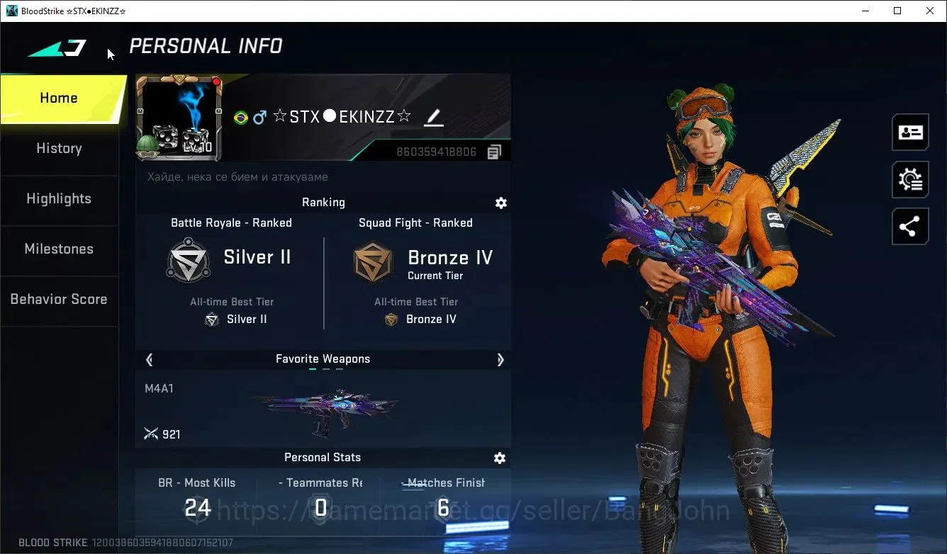 Blood Strike Accounts Rare Skin ASIA | Eternal M4A1-Blight's Embrace | Legendary Origin-12 - Energy Core | Ultra Ran-PITCH 1