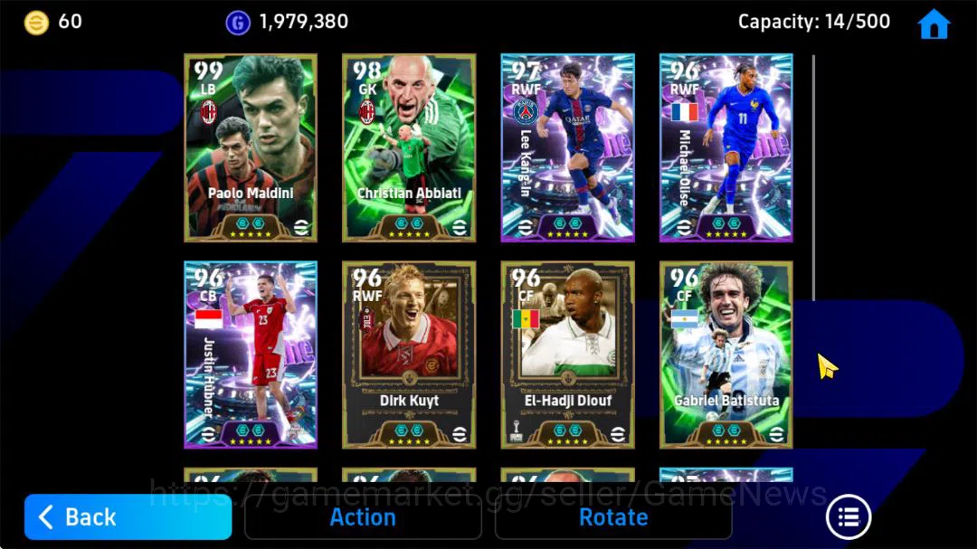 eFootball Accounts Starter Mobile| Raul,G Batistuta,EL-Hadji Diouf (Phenom Finish) Michael Olise,(Blitz Curler) Dirk 4