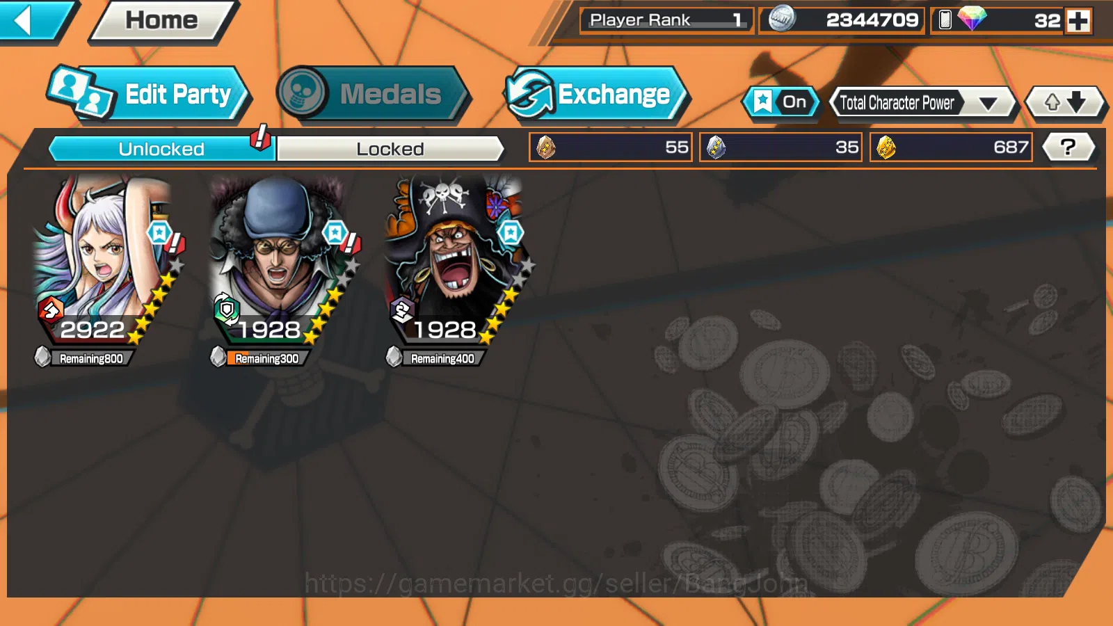 One Piece Bounty Rush Accounts Global | 3EX | 4emperor Teach,BB Kuzan,Kaido Son Y image 2