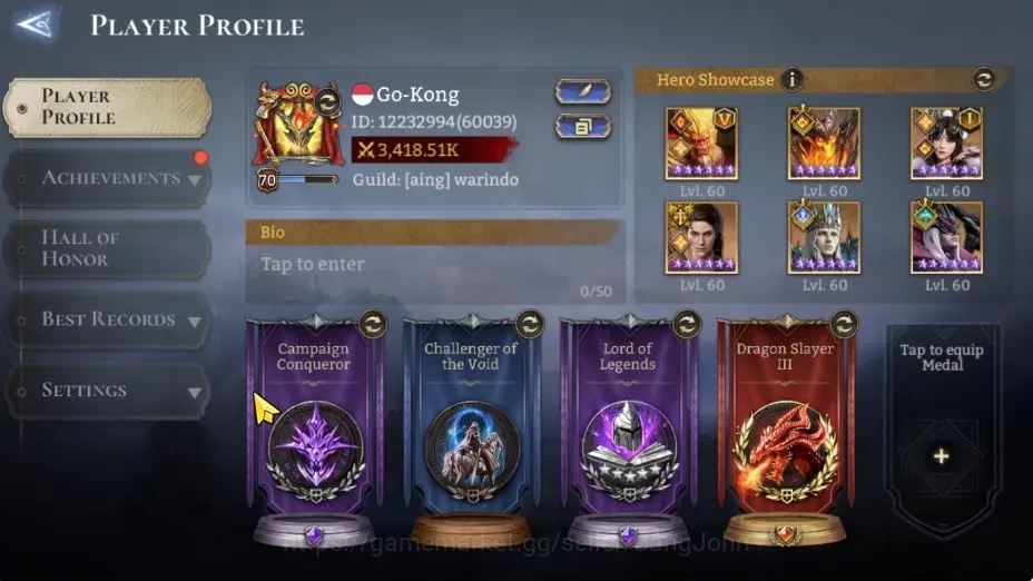 Watcher of Realms Accounts End-Game Global 60xx|Power 3,4M|6 Lord:Solcadens,Aracha,Laya,ETC|37 Legend|Assassin's 1