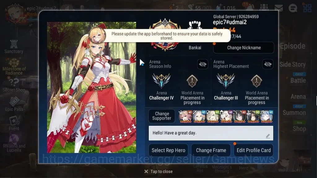 Epic Seven Accounts Global Unverif|8ML(Bellian,Har Seti,BYhwayoung)+Se image 2